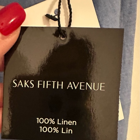 NWT Saks Fifth Avenue Light Blue Linen Button Down Shirt Size XL - Picture 3 of 10